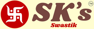 The logo for SK's Swastik, featuring a red circular emblem with a white swastika symbol on the left, and 'SK's' in brown lettering next to it, with 'Swastik' in red script below, all on a pale yellow background.